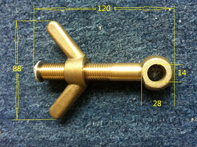 Dog bolt with wing nut - size 1